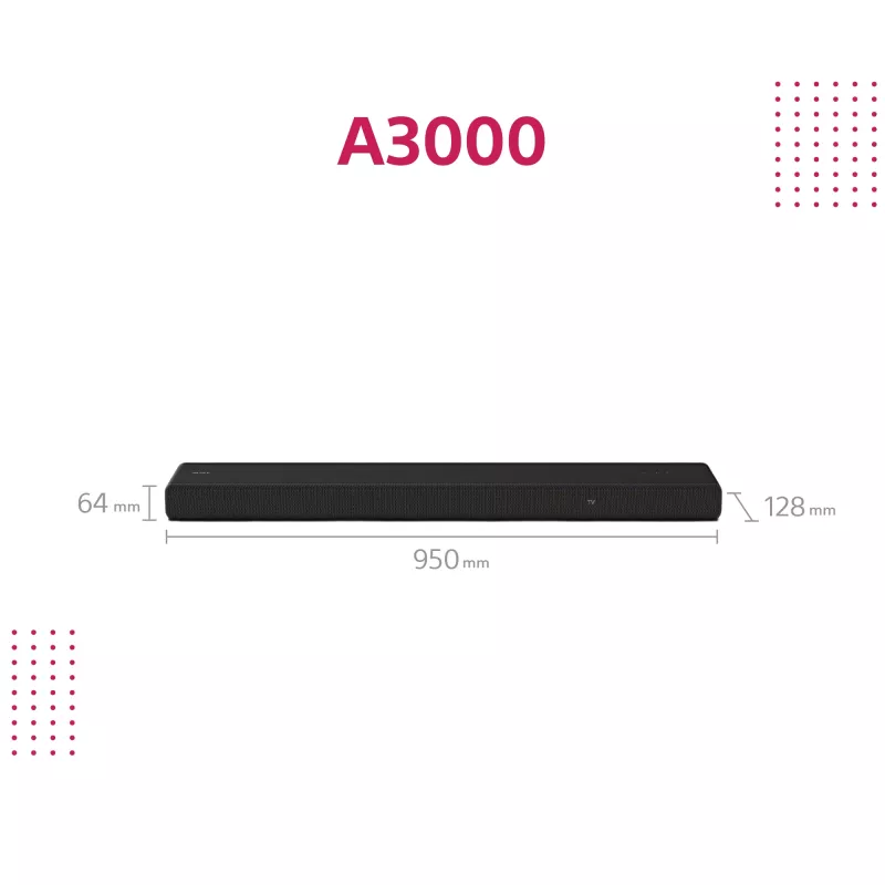 Soundbar Sony HT-A3000 melns 3.1 kanāli 250 W