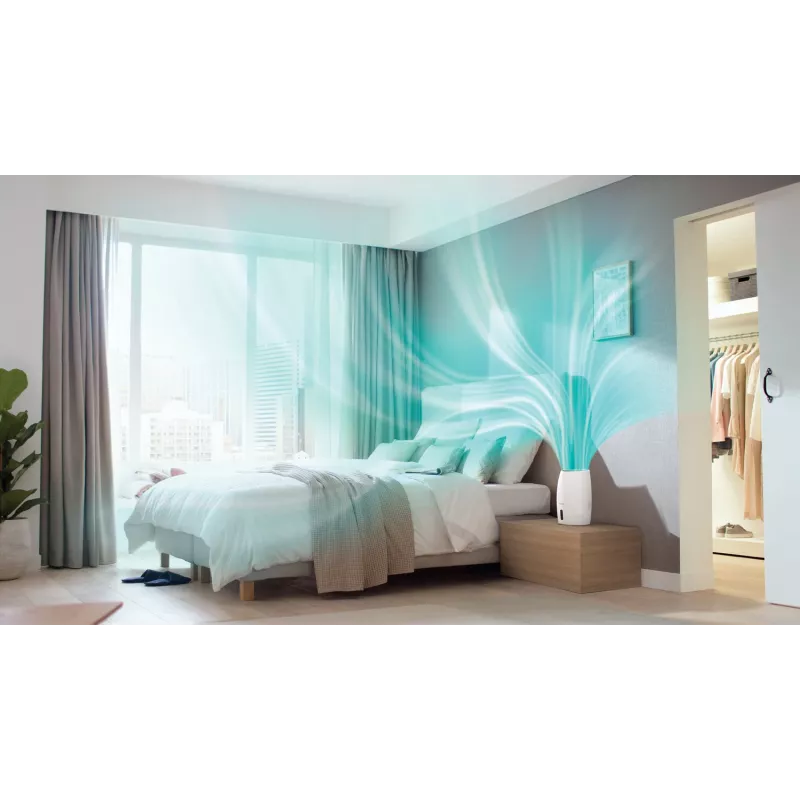Mitrinātājs Philips HU2716/10 — 2 L tvertne, 17 W, 220–240 V, balts/rozā zelts, kompakts 220×220×350 mm