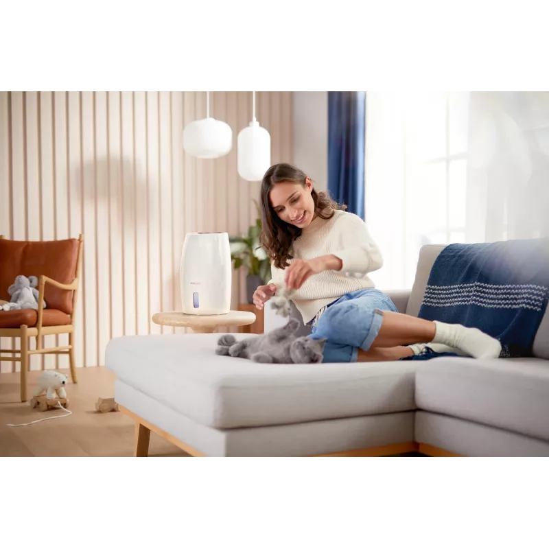 Mitrinātājs Philips HU2716/10 — 2 L tvertne, 17 W, 220–240 V, balts/rozā zelts, kompakts 220×220×350 mm
