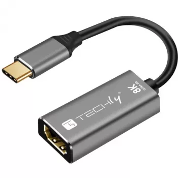 Techly IADAP-USBC-HDMI8 USB grafikas adapteris 7680 x 4320 pikseļi Melns, Sudraba