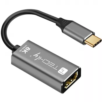 Techly IADAP-USBC-HDMI8 USB grafikas adapteris 7680 x 4320 pikseļi Melns, Sudraba