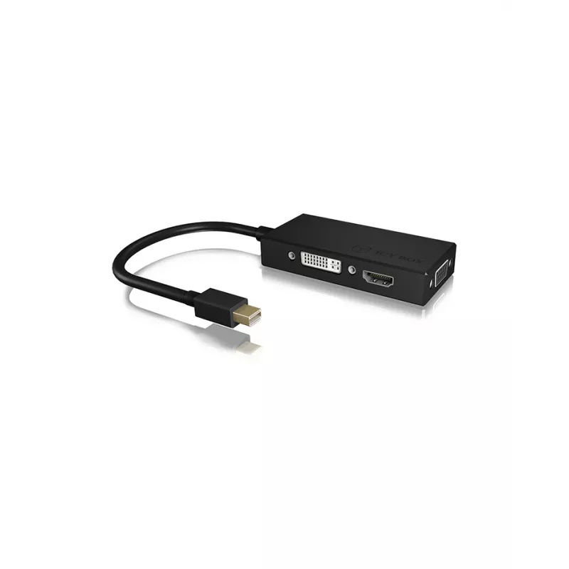 ICY BOX IB-AC1032 Mini DisplayPort DVI-D + VGA (D-Sub) + HDMI Melns