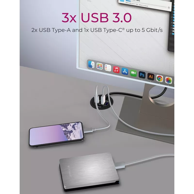 ICY BOX IB-HUB1404A kontaktligzda Melna