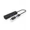 ICY BOX IB-HUB1439-LAN vadu USB 3.2 Gen 1 (3.1 Gen 1) Type-A melns