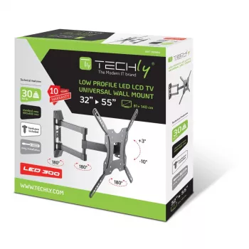 Techly 32-55 collu universāls LCD TV sienas stiprinājuma kronšteins melns