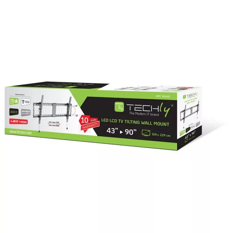 Techly ICA-PLB 590 TV stiprinājums/statīvs 2.29 m (90 collas) Melns