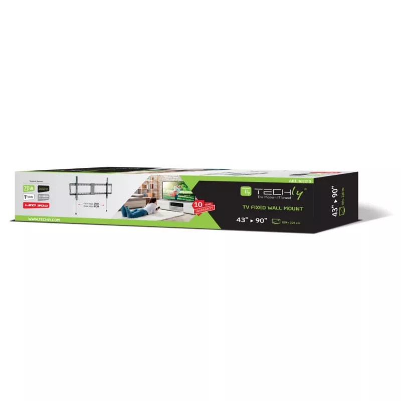 Techly fiksēts sienas stiprinājuma kronšteins LED TV LCD 43-90 collas