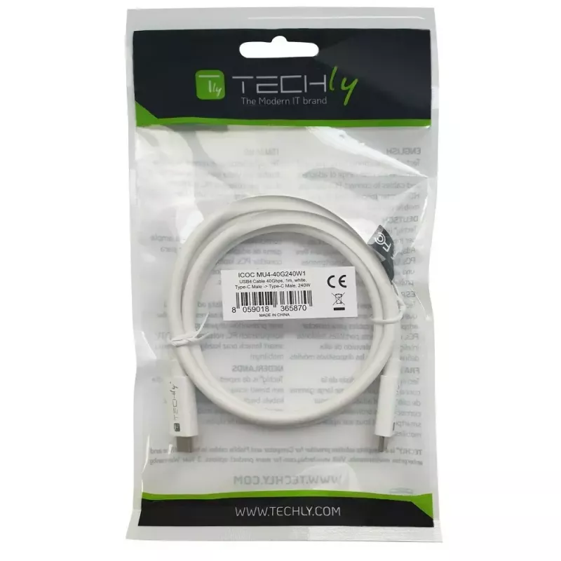 Techly ICOC-MU4-40G240W1 USB kabelis USB4 Gen 3x2 1 m USB C Balts