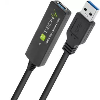 Techly ICUR30100G USB kabelis USB 3.2 Gen 1 (3.1 Gen 1) 10 m USB A Melns