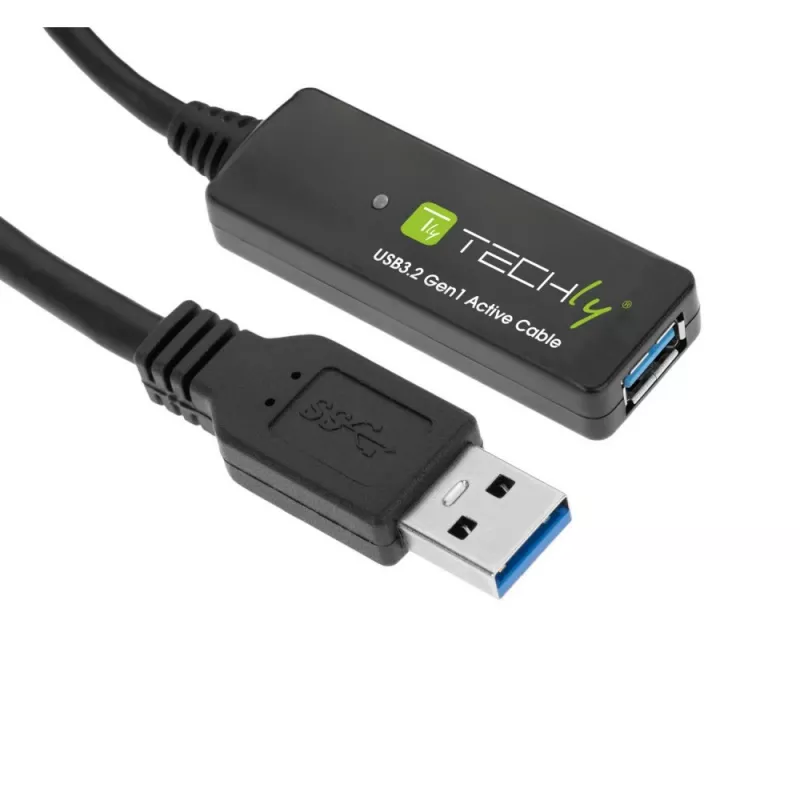 Techly ICUR30100G USB kabelis USB 3.2 Gen 1 (3.1 Gen 1) 10 m USB A Melns