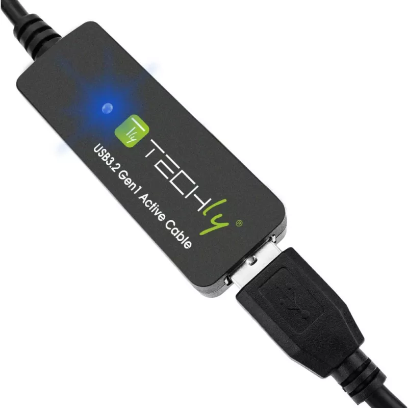 Techly ICUR30100G USB kabelis USB 3.2 Gen 1 (3.1 Gen 1) 10 m USB A Melns