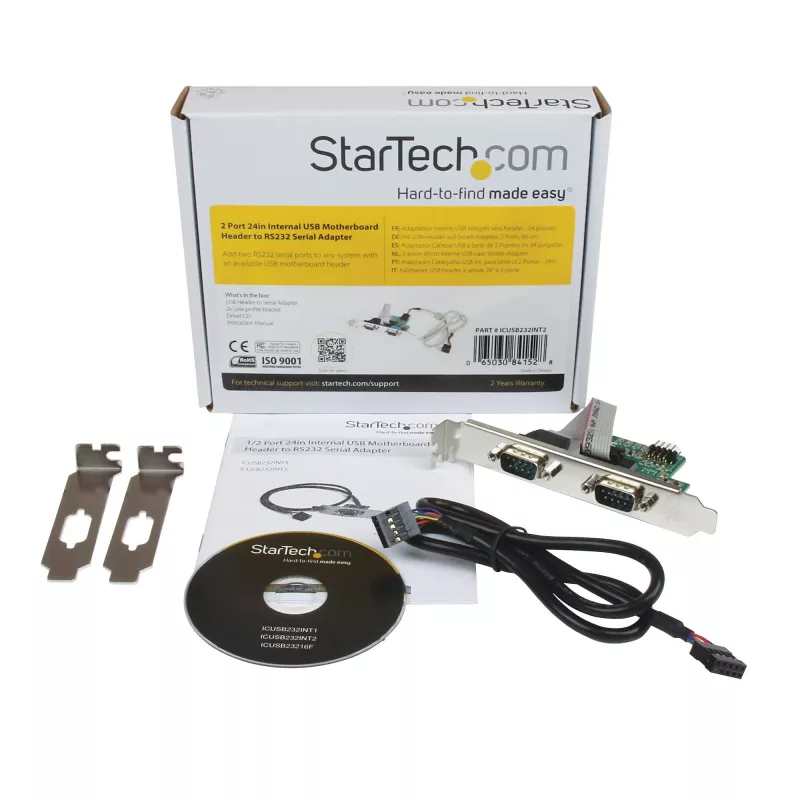 StarTech.com 24 collu iekšējais USB mātesplates pieslēgvieta uz 2 portu seriālo RS232 adapteri