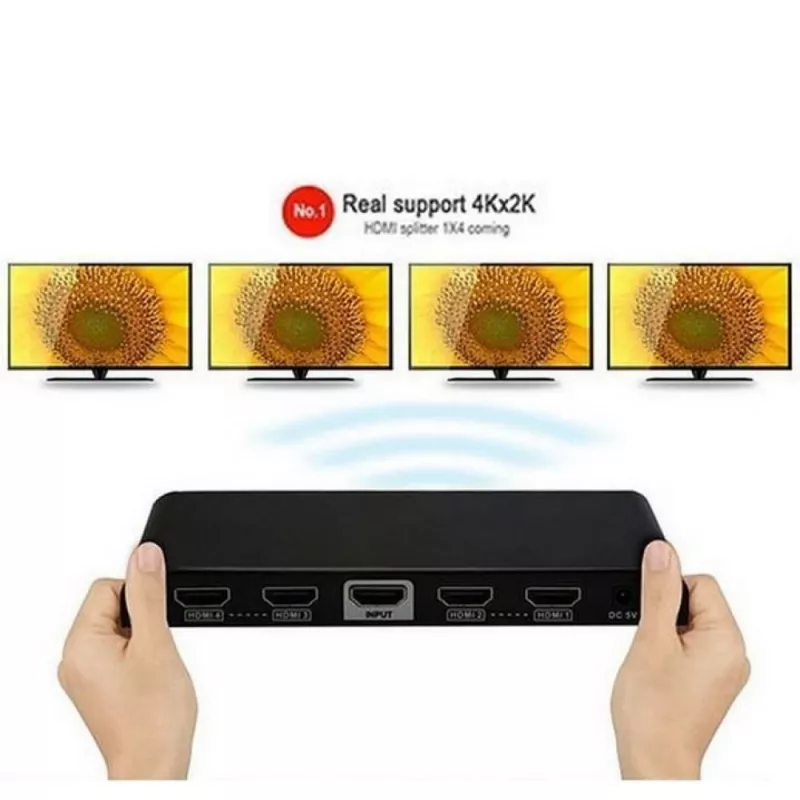 Techly sadalītājs HDMI 2.0 4K UHD 3D izeju, HDMI, 4x HDMI, 3840 x 2160 pikseļi, melns, 4K Ultra HD, 30 m