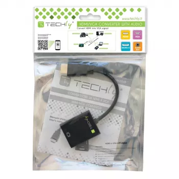 Techly kabeļa adapteris-pārveidotājs HDMI uz VGA ar Micro USB un audio IDATA HDMI-VGA2AU