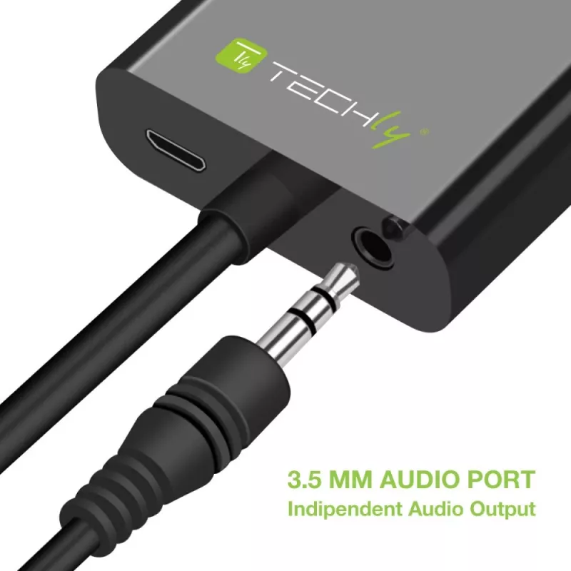 Techly kabeļa adapteris-pārveidotājs HDMI uz VGA ar Micro USB un audio IDATA HDMI-VGA2AU