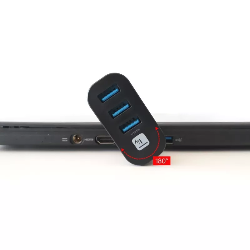 Techly IUSB3-HUB3-ROTB saskarnes centrmezgls USB 3.2 Gen 1 (3.1 Gen 1) Type-A 5000 Mbit/s Melns