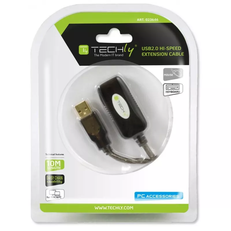 Techly aktīvais pagarinātājkabelis USB 2.0 Hi-Speed 10m IUSB-REP10TY