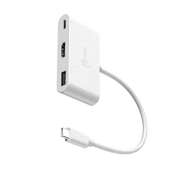 j5create JCA379EW - USB-C® uz HDMI™ un USB™ Type-A ar strāvas padevi