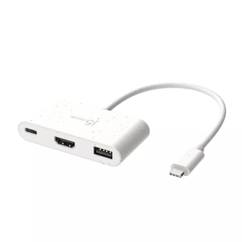 j5create JCA379EW - USB-C® uz HDMI™ un USB™ Type-A ar strāvas padevi