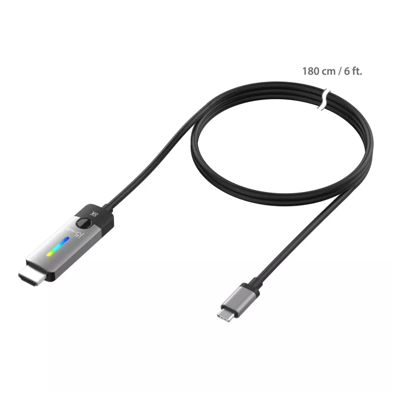 j5create JCC157-N USB-C uz HDMI 2.1 8K kabelis 1,79 m
