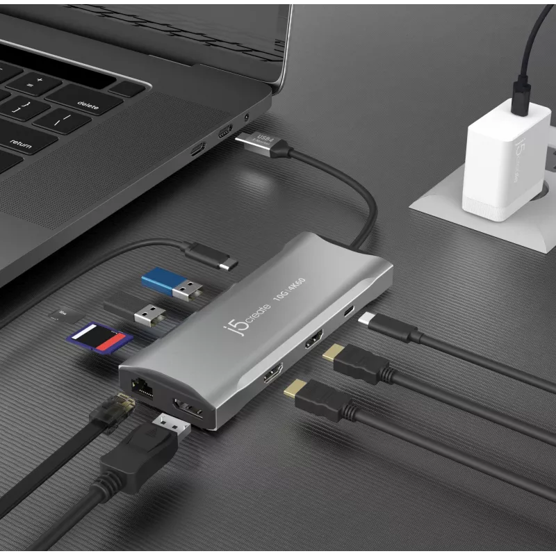 j5create JCD397-N 4K60 Elite USB-C daudzmonitoru mini dokstacija, vadu, USB 3.2 Gen 1