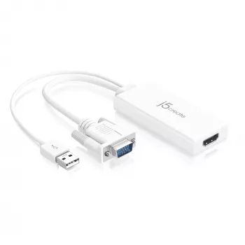 j5create JDA214 VGA – HDMI video audio adapteris, balts, 0,176 m