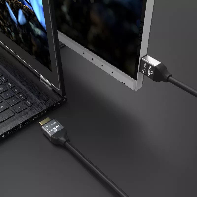 j5create JDC53 īpaši ātrgaitas 8K UHD HDMI™ kabelis, melns un pelēks, 2 m