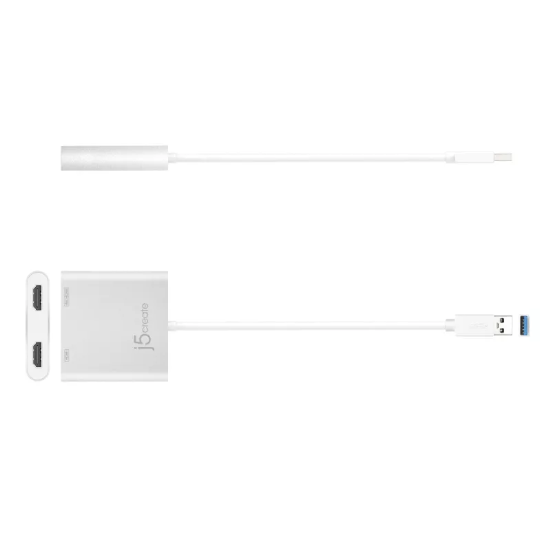 j5create JUA365 USB™ 3.0 uz diviem HDMI vairāku monitoru adapteris, sudraba
