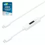 j5create JUCP14 USB-C™ 2.0 uz USB-C™ kabelis ar OLED dinamisko jaudas mērītāju, balts, 1,2 m