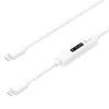 j5create JUCP14 USB-C™ 2.0 uz USB-C™ kabelis ar OLED dinamisko jaudas mērītāju, balts, 1,2 m