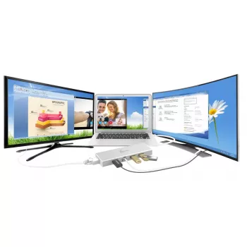 j5create JUD380 USB™ 3.0 Mini dokstacija, 1x HDMI ports un 3x USB porti, sudraba