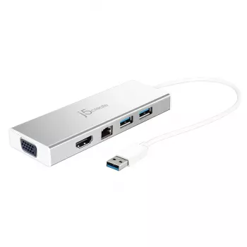 j5create JUD380 USB™ 3.0 Mini dokstacija, 1x HDMI ports un 3x USB porti, sudraba