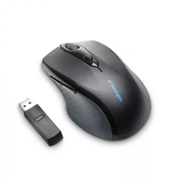 Kensington Pro Fit pilna izmēra bezvadu pele, piemērota abām rokām, optiskā, RF bezvadu, 1600 DPI, melna