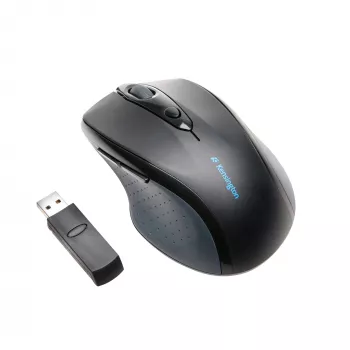 Kensington Pro Fit pilna izmēra bezvadu pele, piemērota abām rokām, optiskā, RF bezvadu, 1600 DPI, melna