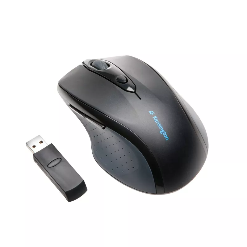 Kensington Pro Fit pilna izmēra bezvadu pele, piemērota abām rokām, optiskā, RF bezvadu, 1600 DPI, melna
