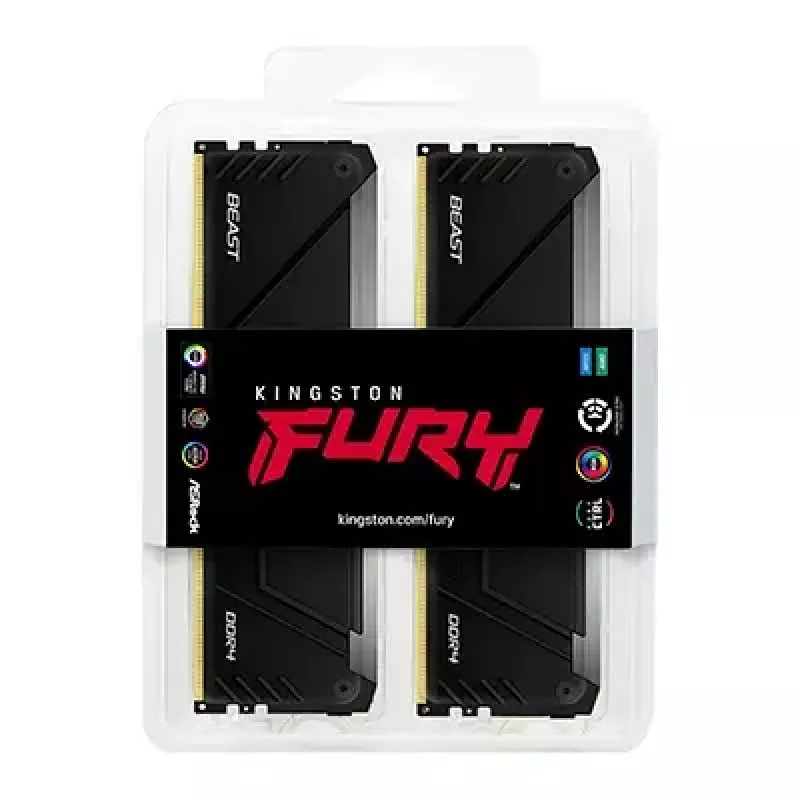 Kingston Technology FURY Beast 128GB 3600MT/s DDR4 CL18 DIMM (4 gab. komplekts) RGB