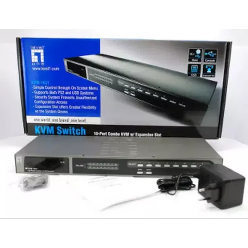 LevelOne 16-portu PS/2-USB VGA KVM komutators