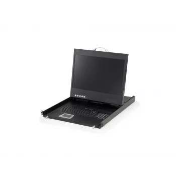 LevelOne 19 collu platekrāna LCD KVM plaukta konsole, ASV tastatūra