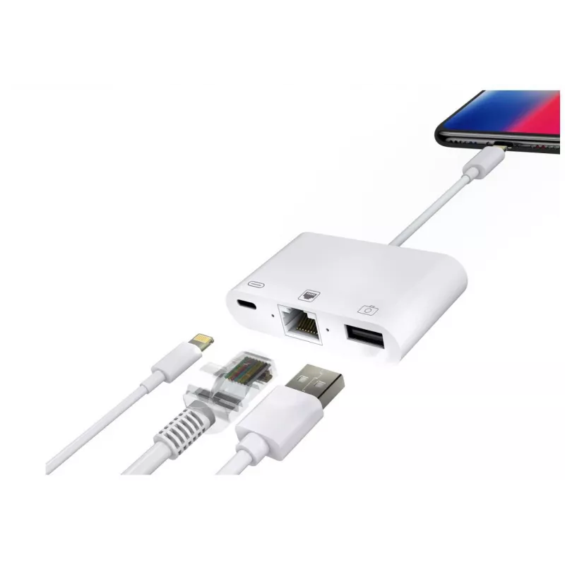 Microconnect LIGHT-HUB2 klēpjdatora dokstacija / portu replikators Lightning balta