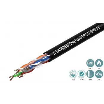 Lanview LVN122151 tīkla kabelis melns 305 m Cat6 U/UTP UTP 10000 Mbit/s