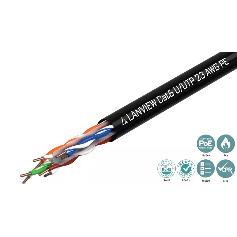 Lanview LVN122151 tīkla kabelis melns 305 m Cat6 U/UTP UTP 10000 Mbit/s