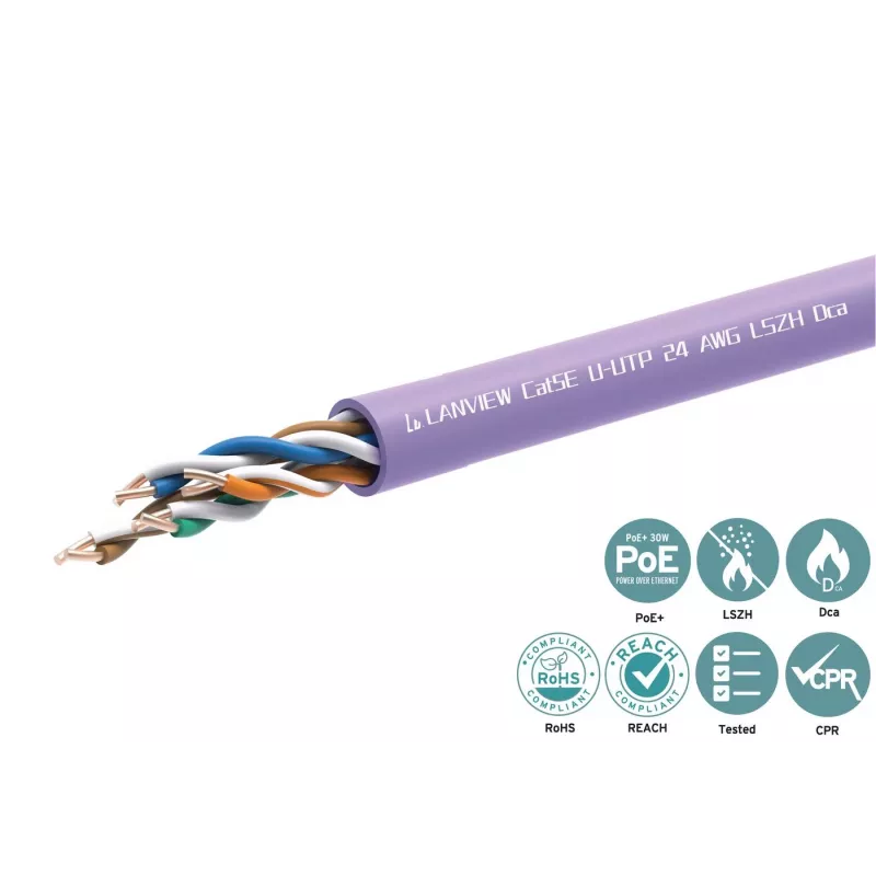 Tīkla kabelis Lanview LVN122152 RJ45 Cat5e 305 m purpursarkans