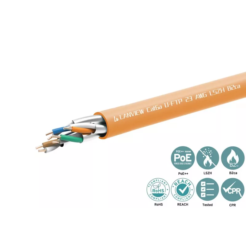 Tīkla kabelis Lanview LVN122153 RJ45 Cat6a 305 m oranžs