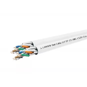 Cat6a U-FTP Dual Network kabelis 4x2xAWG23 LSZH Balts