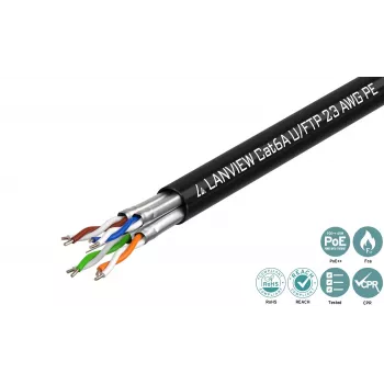 Lanview LVN122445 tīkla kabelis Melns 500 m Cat6a U/UTP (UTP)