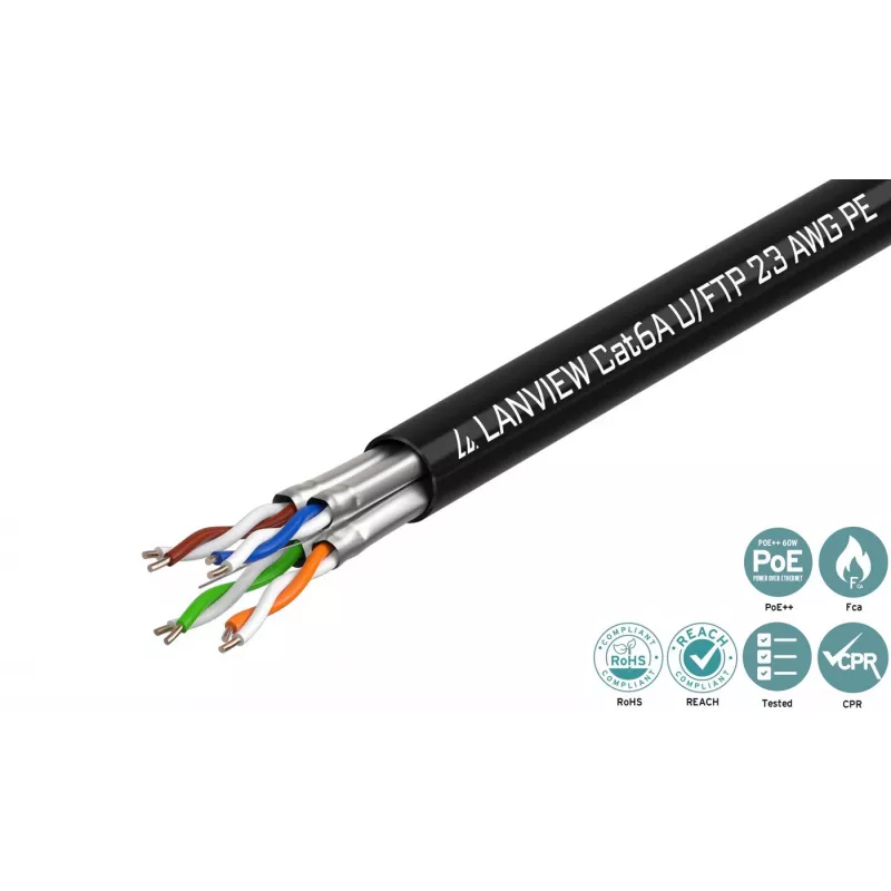 Lanview LVN122445 tīkla kabelis Melns 500 m Cat6a U/UTP (UTP)