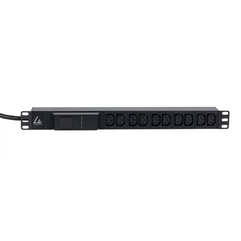 Lanview LVR261877 strāvas sadales bloks (PDU) 10 AC kontaktligzdas 1U Melns