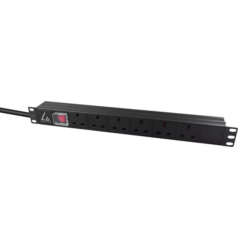 Lanview LVR-3MUK-SW-UK6 strāvas sadales bloks (PDU) 6 maiņstrāvas kontaktligzdas 1.4U melns