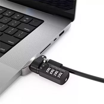 Compulocks Ledge Lock Adapter MacBook Pro 16 collu M1 M2 M3 kombinētās slēdzenes kabelis Sudrabs