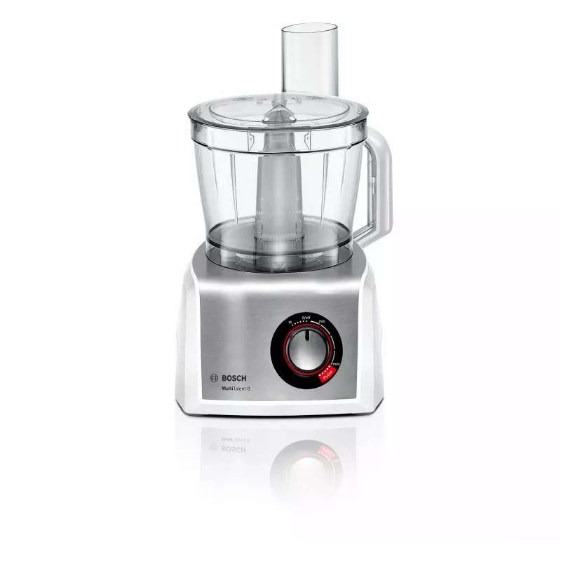 Virtuves kombains Bosch MC812S814, 1250 W, 3,9 L bļoda, nerūsējošais tērauds/balts, mainīgs ātrums, rotējošā vadība